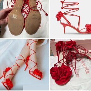 Sophia Red Rose Heels Dolce Vita For Love and Lemons US 8.5 UK 39.5 Wrap Around